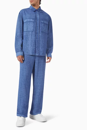 Long-sleeve Pocket Shirt in Linen