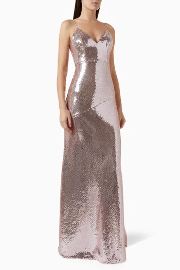 Panelled Bikini Gown in Sequin