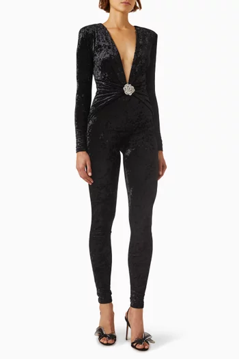 Rhodes Jumpsuit in Stretch Crushed Velvet