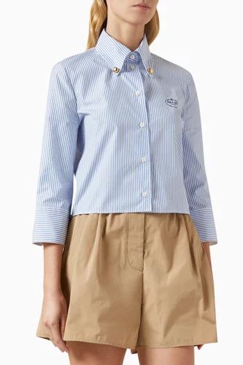 Chest Logo-print Cropped Shirt in Cotton