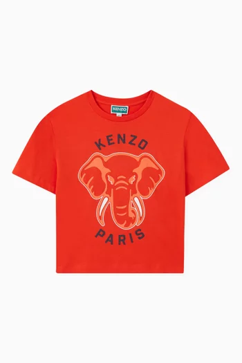 Elephant Logo Print T-shirt in Organic Cotton Jersey