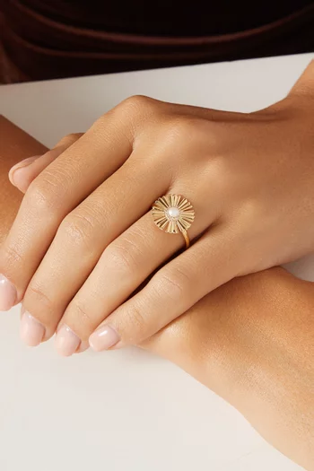 Farfasha Happy Sunkiss Diamond & Pearl Ring in 18kt Gold