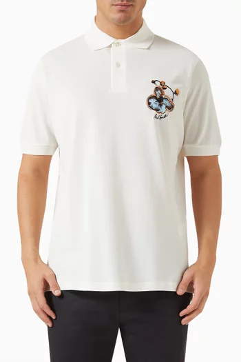 Orchid Graphic Polo Shirt in Cotton Piqué