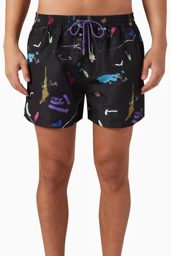 Paint Mark-print Swim Shorts