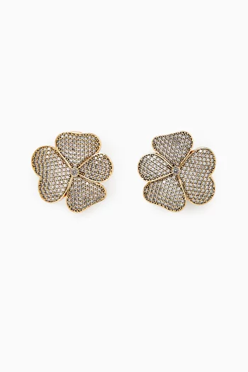 Clover Embellished Earrings in Gold-plated Brass