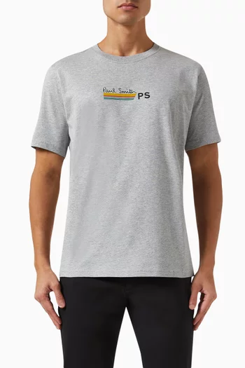 PS Logo Stripe Print T-Shirt in Organic Cotton