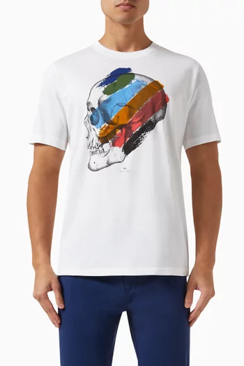 Stripe Skull Print T-shirt in Cotton-jersey