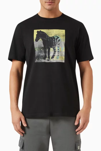 Zebra Square Graphic T-shirt in Organic Cotton Jersey