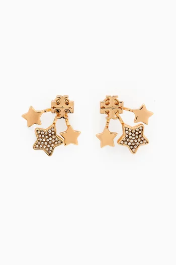 Kira Shooting Star Crystal Earrings in Gold-plated Brass