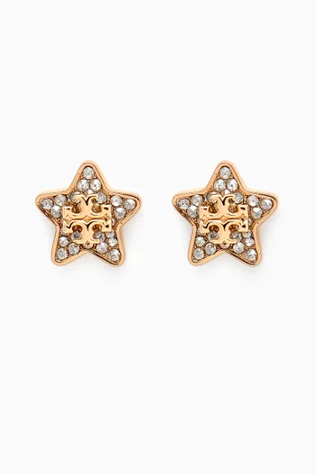 Kira Star Pavé Stud Earrings in Brass