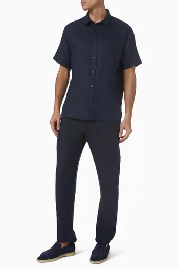 Classic-fit Short-sleeve Shirt in Linen