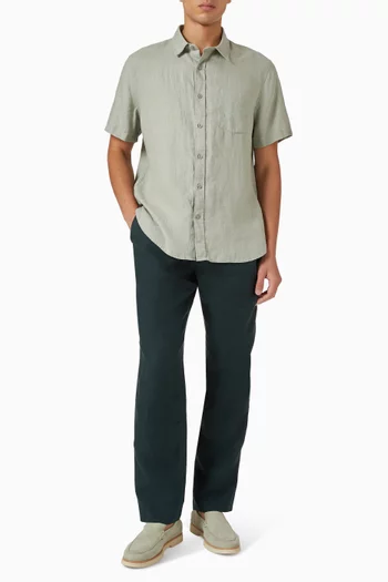 Classic-fit Short-sleeve Shirt in Linen