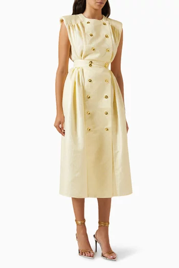 Ruffled Sleeveless Midi Dress in Polyester