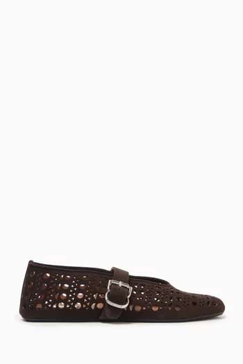 Vienne Ballet Flats in Goatskin Suede