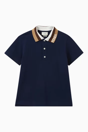 Contrasting Collar Polo Shirt in Cotton