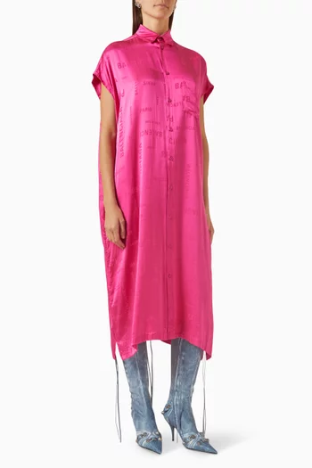 Monogram Raw-cut Midi Dress in Silk Jacquard