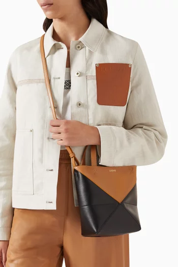 Mini Puzzle Fold Tote Bag in Shiny Calfskin