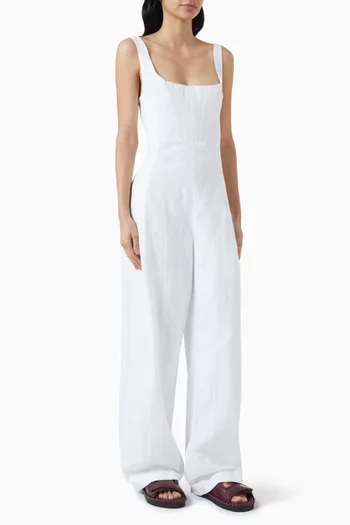 Corset All-in-one Jumpsuit in Viscose-linen Blend