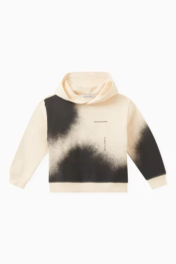 Relaxed Spray Print Hoodie in Cotton