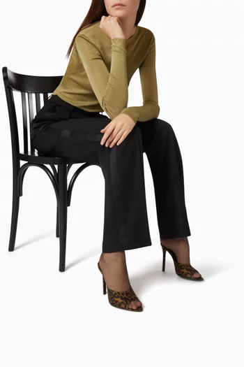 Goldie Leopard1 110 Slip-on Mules in Grosgrain