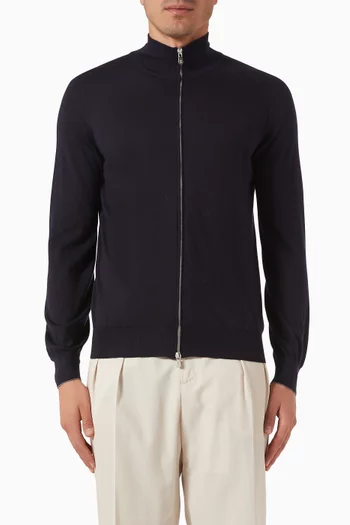 Zip Cardigan in Cashmere-blend Knit