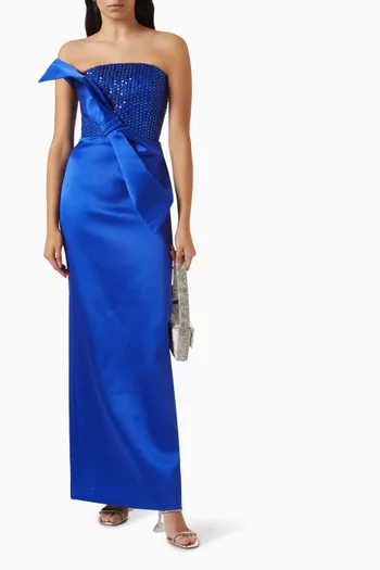Sequin-embellished Dress in Satin