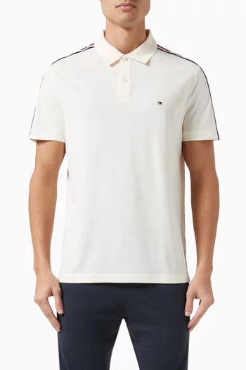 Global Stripe Monotype Polo Shirt in Cotton Pique