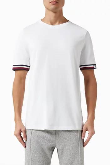 Monotype Stripe-tipped T-shirt in Organic Cotton Blend Pique