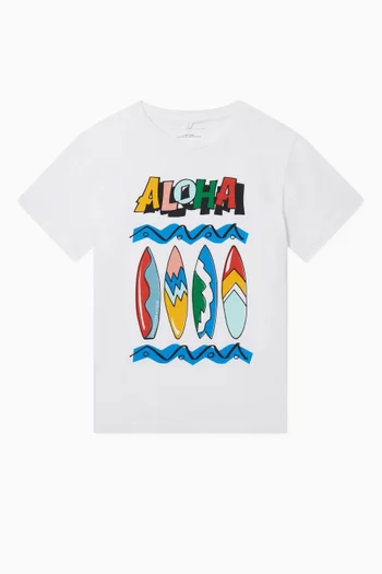 Surfboard-print T-shirt in Cotton