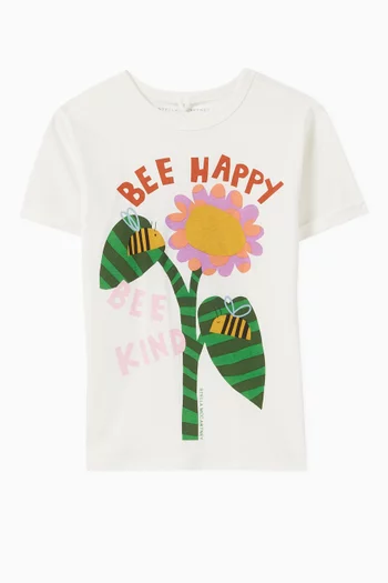 تي شيرت بطبعة Bee Happy قطن