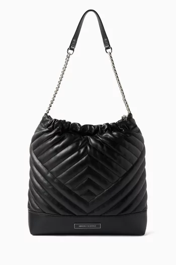 Medium Victoria Bucket Bag in Faux Leather