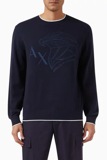AX Eagle Logo Pullover Sweater in Cotton