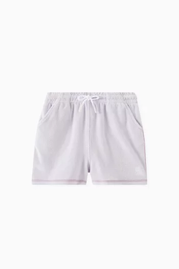 Burberry Kids Equestrian Knight-embroidered pleated cotton shorts - White