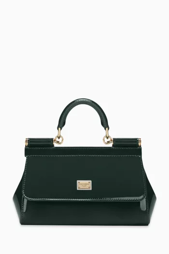 Small East West Sicily Top-handle Bag in Patent-leather