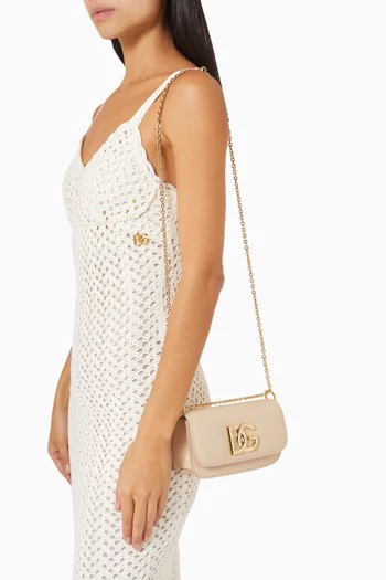 3.5 DG Logo Shoulder Bag in Calfskin Leather