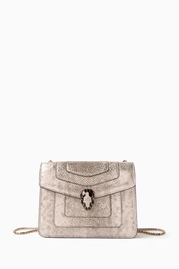 Small Serpenti Forever Crossbody Bag in Metallic Karung Leather