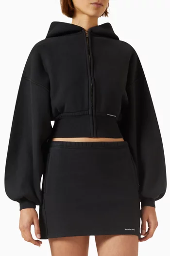 Zip-up Crop Hoodie in Cotton-terry