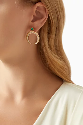 Colours Of Love Hilal Emerald & Diamond Earrings in 18kt Yellow Gold