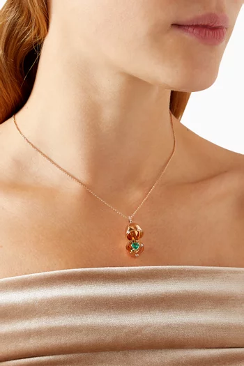 Essence Rose Gold Emerald Heart Surprise Locket Necklace in 18kt Rose Gold