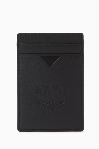Aren Monogram Money Clip Card Case in Nappa Leather