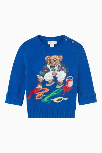 Bear Print Sweater in Cotton