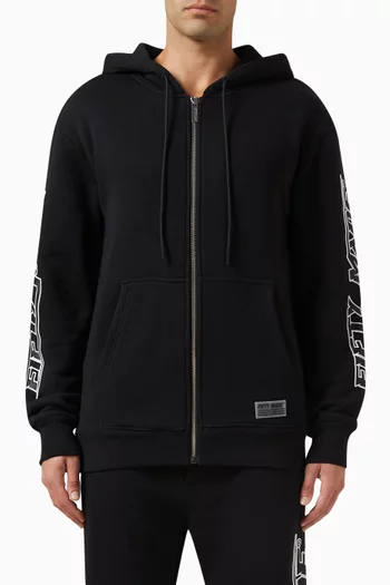 Embroidered Logo Zip Hoodie in Organic Cotton