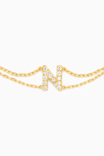 Letter "N" Diamond Bracelet in 18kt Gold