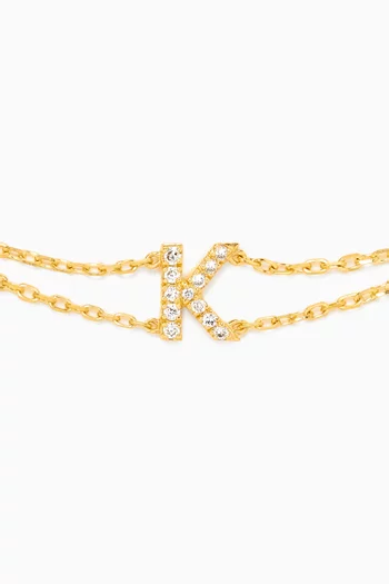 Letter "K" Diamond Bracelet in 18kt Gold
