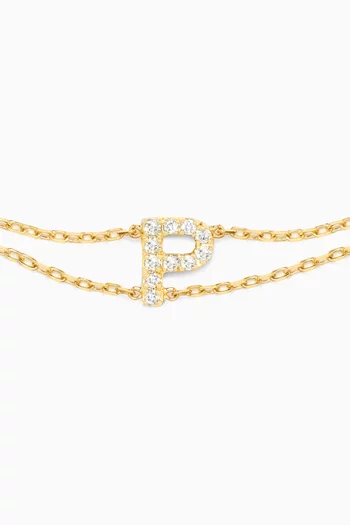 Letter "P" Diamond Bracelet in 18kt Gold