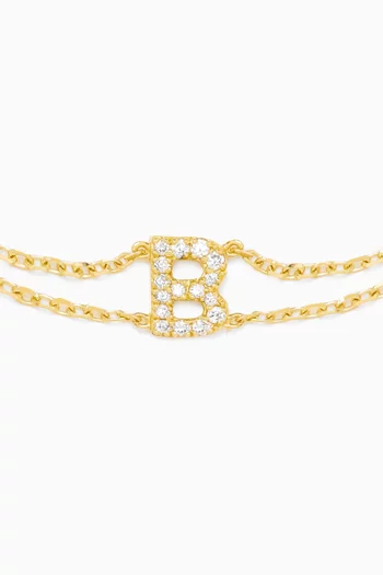 Letter "B" Diamond Bracelet in 18kt Gold