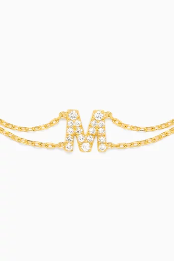 Letter "M" Diamond Bracelet in 18kt Gold