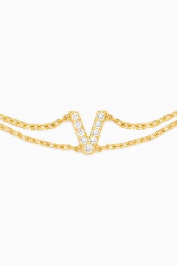 Letter "V" Diamond Bracelet in 18kt Gold