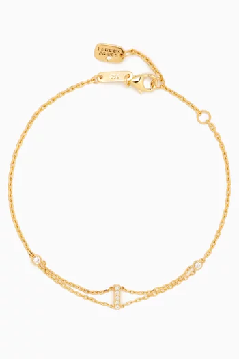 سوار بحلية حرف I مرصع بالماس ذهب عيار 18