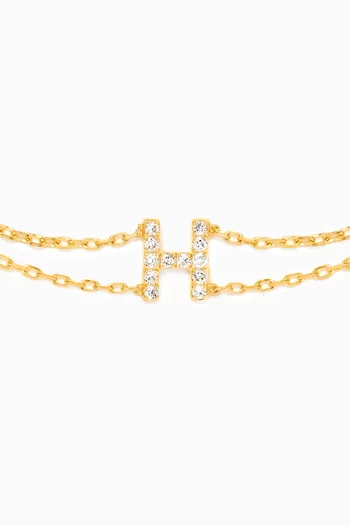 Letter "H" Diamond Bracelet in 18kt Gold
